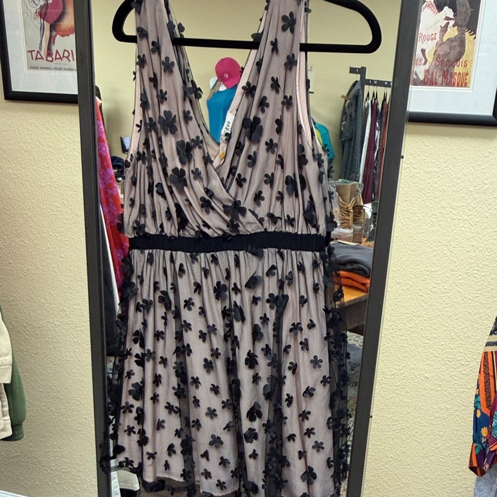 Umgee Black and Cream Floral Dress